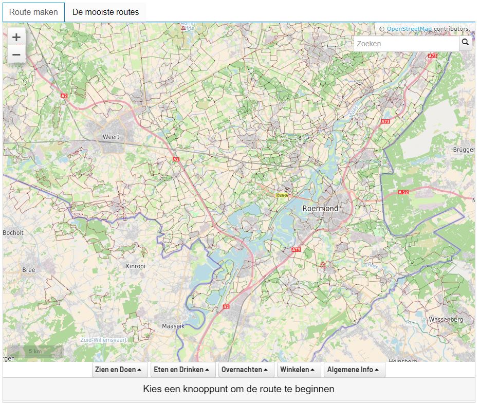 Karte mit Knotepunkte aus dem Radroutenplaner